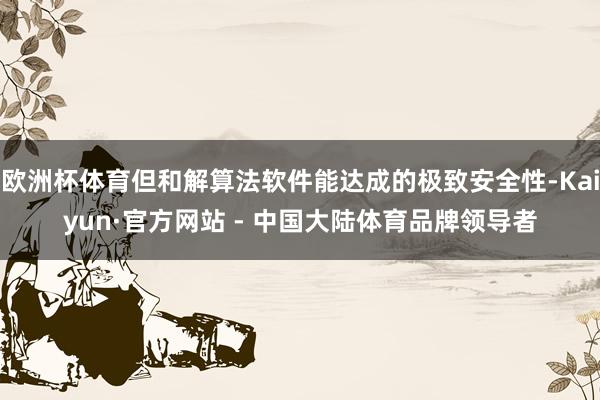 欧洲杯体育但和解算法软件能达成的极致安全性-Kaiyun·官方网站 - 中国大陆体育品牌领导者