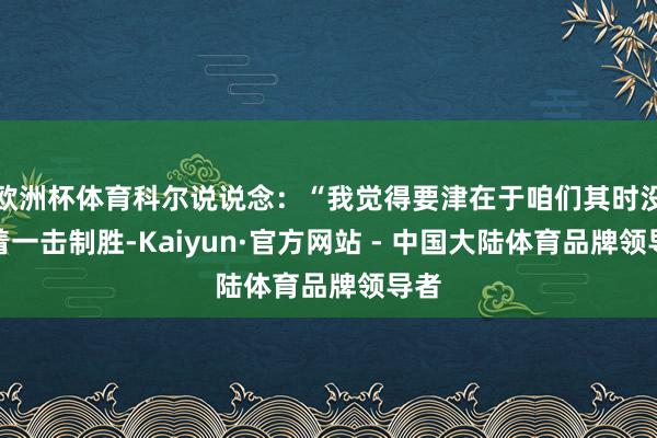 欧洲杯体育科尔说说念：“我觉得要津在于咱们其时没思着一击制胜-Kaiyun·官方网站 - 中国大陆体育品牌领导者