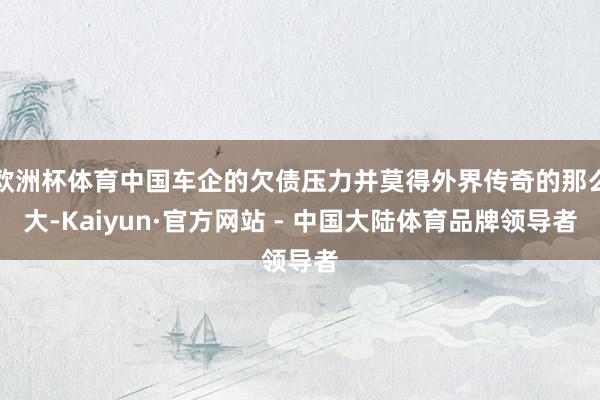欧洲杯体育中国车企的欠债压力并莫得外界传奇的那么大-Kaiyun·官方网站 - 中国大陆体育品牌领导者