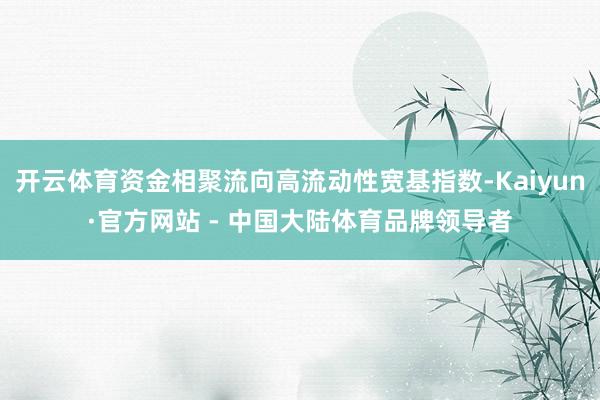 开云体育资金相聚流向高流动性宽基指数-Kaiyun·官方网站 - 中国大陆体育品牌领导者